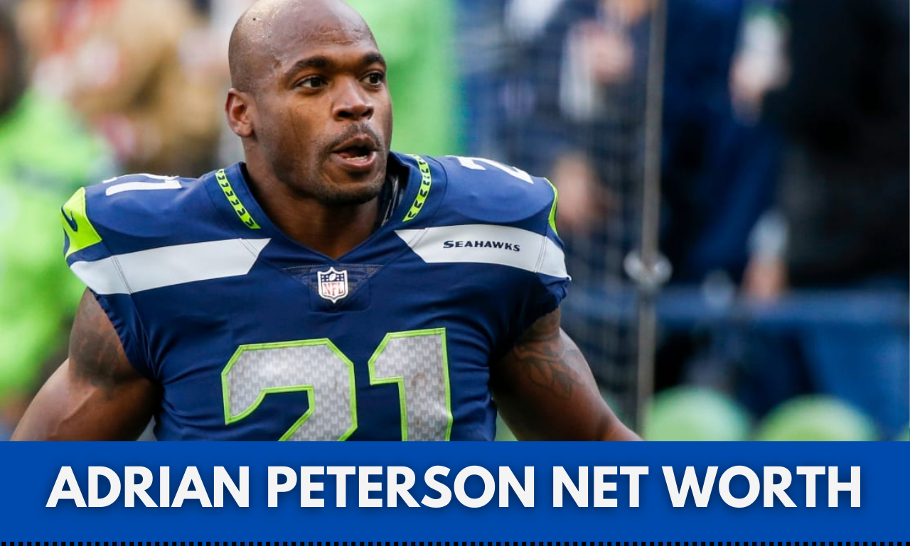 Img. of Adrian Peterson showing Annual salary & net worth